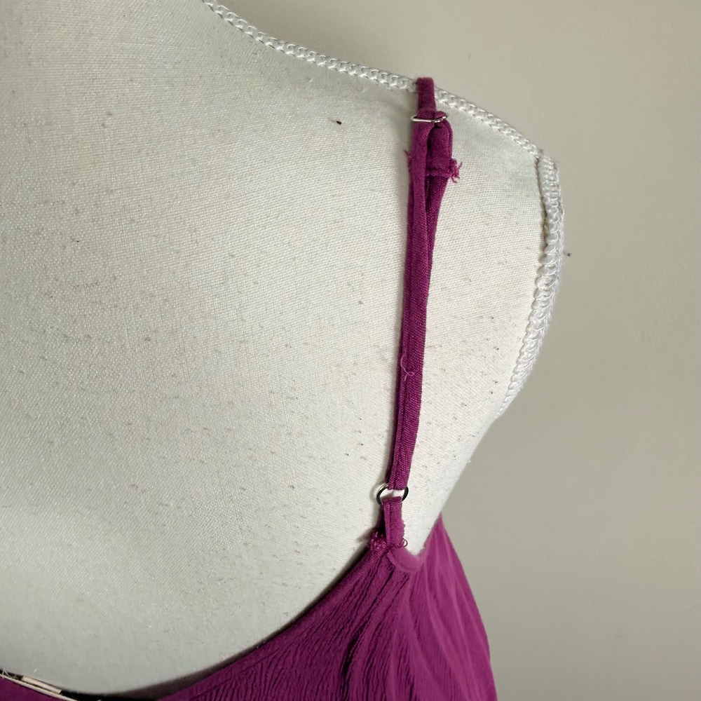 Lovestitch Magenta Purple Gauze Maxi Dress Adjustable Straps Pockets S/M - Picture 6 of 9